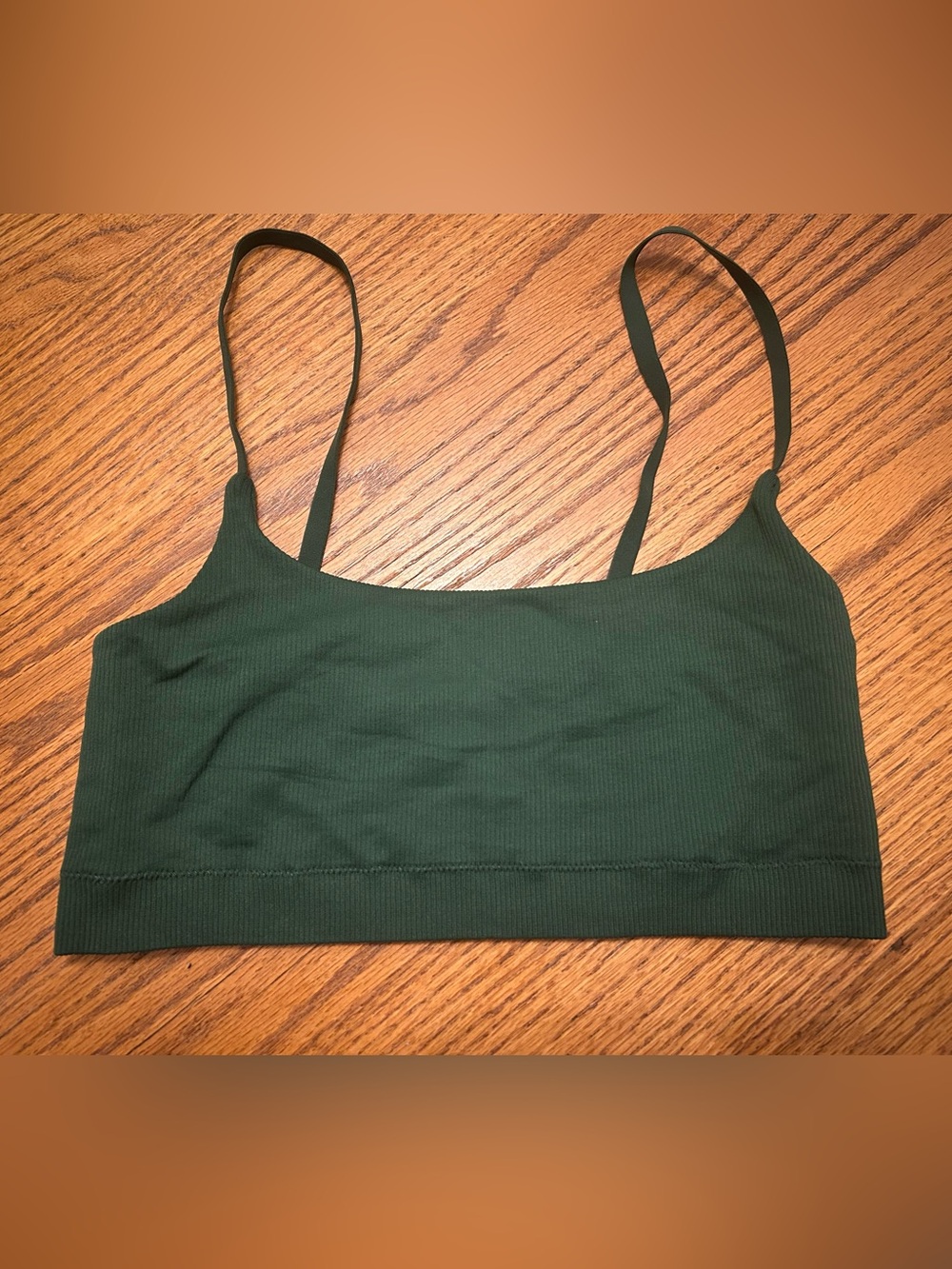 Aerie Real Good Ribbed Seamless Bralette Green Large Like New